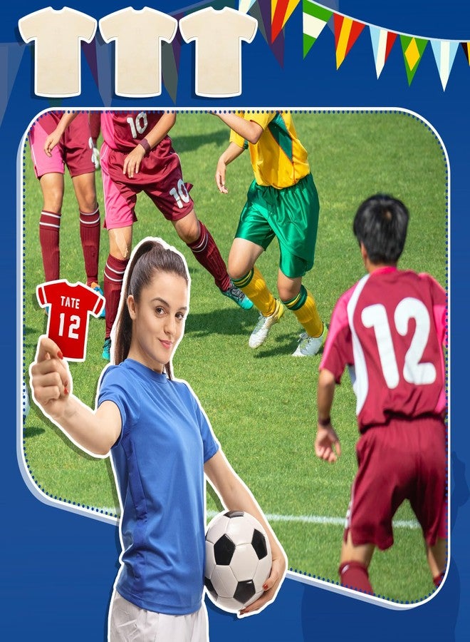 GlikCeil 36 Set Sports Jersey Craft Kit Wooden Jersey Shaped Cutouts Unfinished Clothing Hanging Ornaments with Plastic Mold Painting Set for DIY Projects Sport Themed Party Home Decoration - Image 5